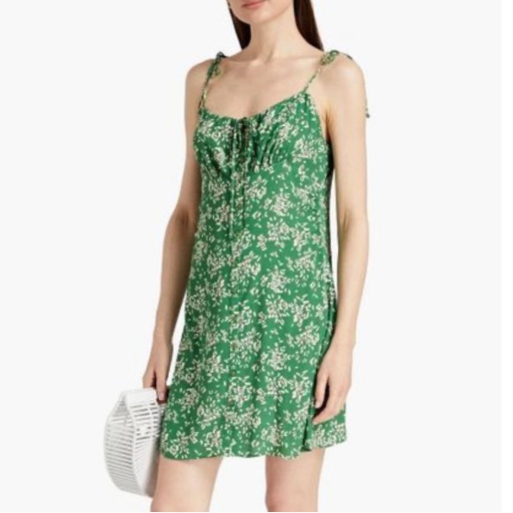 Ba&Sh Green Floral Sun Dress / Summer Mini Dress